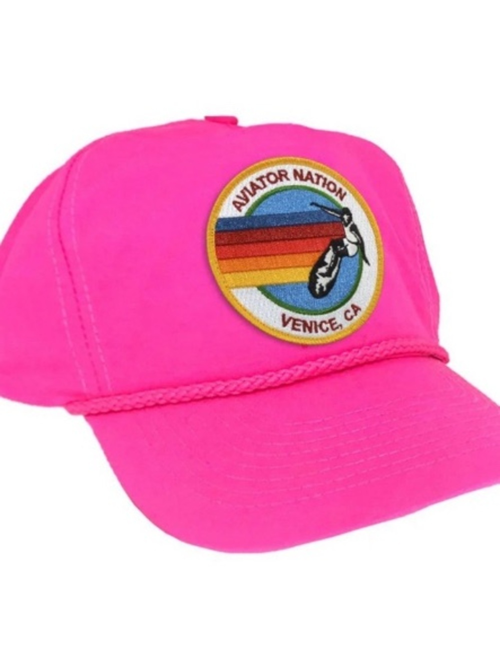 Aviator Nation Signature Venice vintage nylon trucker hat Neon Pink